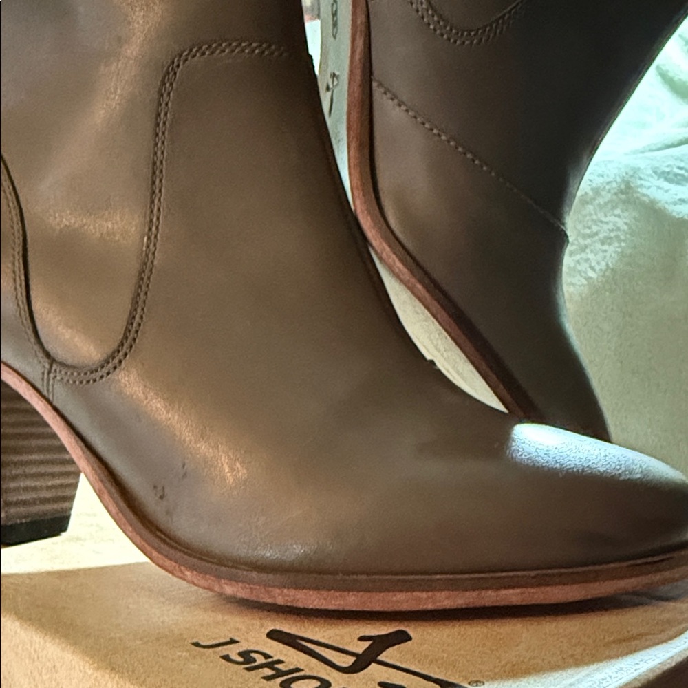 J Slides: Women's Brown Leather Ankle Boots - Classic Chelsea Style